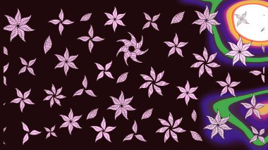 Kahverengi renkli çiçekler. El çizimi çiçekli soyut çizim kalıbı. Raster illüstrasyonu.