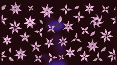 Kahverengi renklere karalama yapan çiçek desenli çizim. Raster illüstrasyonu.