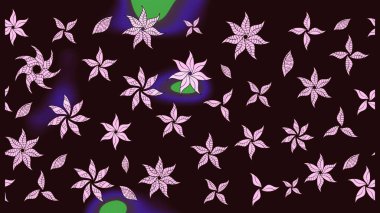 Raster illüstrasyonu. 3D çiçekler, eskiz. Kahverengi renklerde.