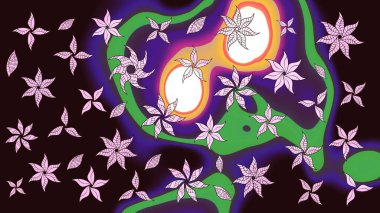 Raster Henna tarzı. Taslak süsleme izi. Sınır Kızılderili çiçekli paisley patten. Tebrik kartı geçmişi, boyama kitabı, arkaplan ve tekstil için kullanılabilir. Etnik Mandala havlusu.