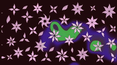 Modern çiçek arkaplanı. Parlak renkli çiçekleri ve kahverengi renkli yaprakları olan harika bir çiçek deseni. Moda baskıları için zarif bir şablon. Halk stili.