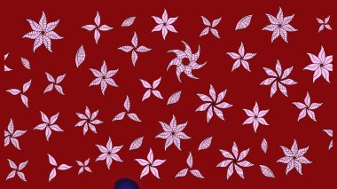 Tekstil tasarımı için kırmızı renkli geleneksel halk çiçekleri buketi. Üzerinde gelincikler ve vadi zambakları olan renkli çiçek desenli nakış..