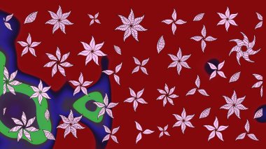 Düz Çiçek Elementleri Tasarımı. Chichi 'nin kumaş kalıbını çiz. Renkli Bahar Teması eskiz kalıbı. Çiçek deseni. Raster illüstrasyonu.