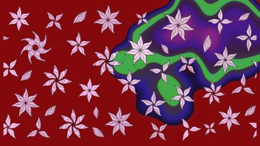 Düz Çiçek Elementleri Tasarım Raster illüstrasyonu. Renkli Bahar Teması eskiz kalıbı. Kırmızı renkte çiçekler. Çiçek eskiz kalıbı geçmişi.