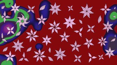 Çiçek duvar kâğıdı. Renkli çizim kalıbı. Çiçek arkaplan. Raster illüstrasyonu. Kırmızı renklerde şirin tekstil.