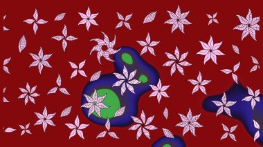 El çizimi. Güzel kumaş deseni. Raster illüstrasyonu. Çiçekler, dallar, otlar ve çiçekler.