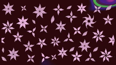 Renkli Bahar Teması eskiz kalıbı. Raster illüstrasyonundaki çiçek desenli çizim. Düz Çiçek Elementleri Tasarımı. Kahverengi renkte çiçekler.