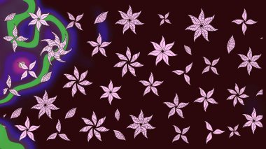 Renkli Yaz Temalı eskiz kalıbı. Sevimli çiçek raster deseni. Düz Çiçek Elementleri Tasarımı. Kahverengi renkte çiçekler.