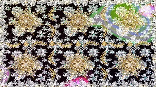 Kusursuz soyut bir arkaplan. Oriental raster klasik siyah ve altın desenli. Raster illüstrasyonu.