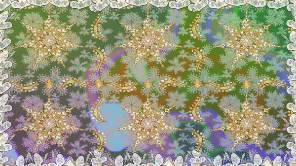 Altın kar taneleri basit, pürüzsüz desen. Soyut duvar kâğıdı, ambalaj dekorasyonu. Tarafsız renklerde raster altın desen. Kışın sembolü, Mutlu Noel tatili, Mutlu yıllar 2019.