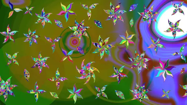 Çiçekli bahar çiçekleri. Moda baskıları için zarif bir şablon. Küçük renkli çiçekler. Küçük çiçekte güzel bir desen. Motley illüstrasyonu.