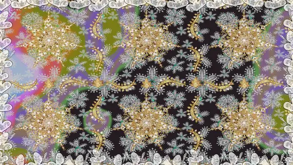 Klasik oryantal desen gri renklerden üstündür. Damask pürüzsüz süsü. Geleneksel raster ve altın desen.