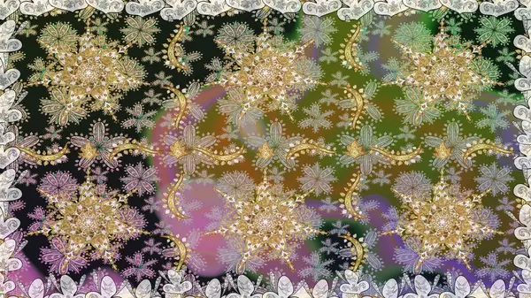 Gri renklerdeki altın elementler. Duvar kâğıdı barok, İspanyol kumaşı. Şık bir grafik desen. Kusursuz raster arka plan. Çiçek deseni.