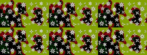 Eskiz stili yeşil renkler. Şirin karalamalı çiçek desenli çizim. El yapımı çiçek ve bitki koleksiyonu. Raster illüstrasyonu. Raster illüstrasyonu.