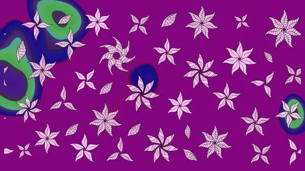 Renkli Bahar Teması eskiz kalıbı. Sevimli çiçek raster deseni. Düz Çiçek Elementleri Tasarımı. Mor renkte çiçekler.