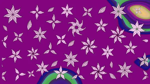 Şirin çiçekler. Raster Moda kumaş deseni. Çizgi çizimi deseni.