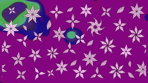 Raster illüstrasyonundaki çiçek desenli çizim. Suluboya tarzında mor renkte çiçekler.