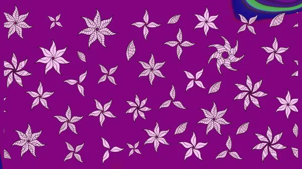 Raster illüstrasyonu. Moda baskısı, albüm, ambalaj kağıdı ve duvar kağıdı için zarif dekoratif süslemeler. Küçük çiçekli basit bir çiçek çizimi. Mor renkte şirin çiçekler.