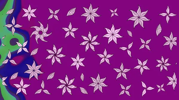 Mor renkler üzerine çiçek desenli çizimler, el yapımı papatyalar, papatyalar. Tekrarlayan çiçek arkaplanı, zarif mor çiçek duvar kağıdı.