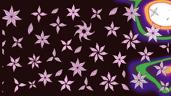 Kahverengi renkli çiçekler. El çizimi çiçekli soyut çizim kalıbı. Raster illüstrasyonu.