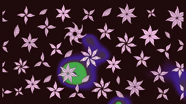 Raster çiçek desenli çiçek deseni, yapraklar, dekoratif elementler, sıçrama, lekeler, el çizimi kontur çizgileri ve Doodle çizim stili, grafik raster çizim çizimi.