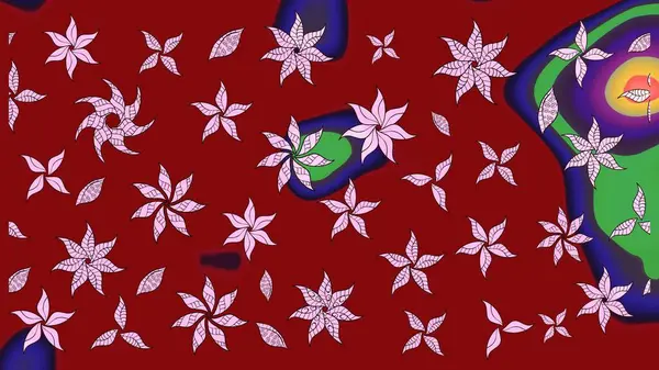 Çiçekli çiçek deseni, suluboya. Kırmızı renkte çiçekler. Raster illüstrasyonu. Renkli Bahar Teması eskiz kalıbı. Düz Çiçek Elementleri Tasarımı.