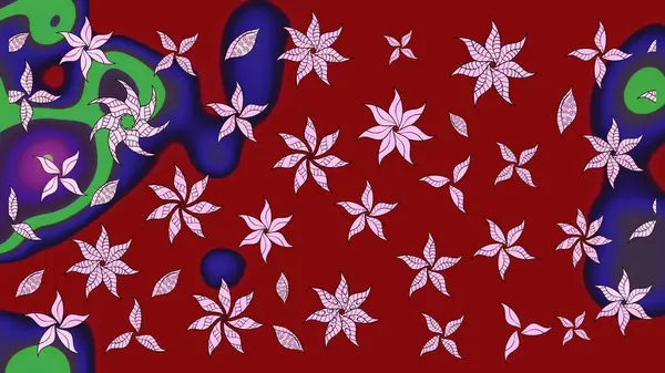 Çiçek duvar kâğıdı. Renkli çizim kalıbı. Çiçek arkaplan. Raster illüstrasyonu. Kırmızı renklerde şirin tekstil.