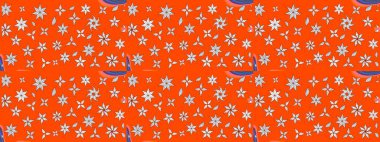 Turuncu renkli çiçekli çiçek deseni çiz. Çiçekler suluboya tarzında turuncu renkte.