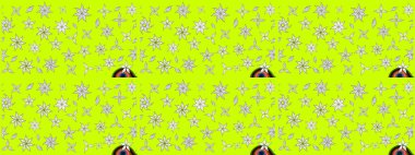 Yeşil renkli çiçekler. Renkli Bahar Teması eskiz kalıbı. Düz Çiçek Elementleri Tasarımı. Raster illüstrasyonunda çiçek deseni çizimi.