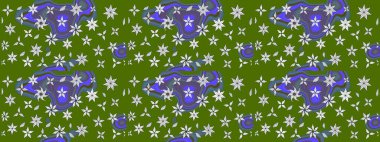 Raster illüstrasyonu. Çiçek desenli çizim. Düz Çiçek Elementleri Tasarımı. Güzel kumaş deseni. Asya tekstil tarzında. Renkli Bahar Teması çizim şablonu.