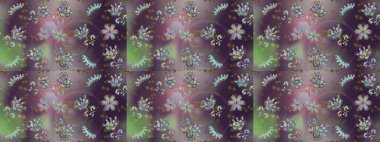 Parlak renkli çiçekleri ve gri, kahverengi ve nötr renklerde yaprakları olan şaşırtıcı, pürüzsüz çiçek deseni. Moda baskıları için zarif bir şablon. Modern çiçek arkaplanı. Halk stili.