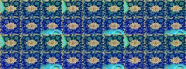 Doğu tarzı arabesk tarzında altın elementler. Raster Golden eskiz kalıbı. Çizim altın desenli bukleler. Mavi renkte çizim deseni.