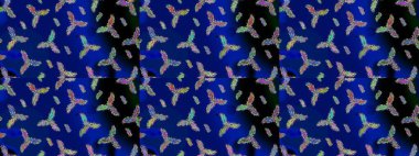 Modern soyut tasarım posteri, kapak, mavi, siyah ve yeşil renkli kart tasarımı. Son moda kar taneleri ve elementler onun kartlarını gösteriyor. Kar taneleri tasarımı. Retro biçim dokusu, kış elementleri.