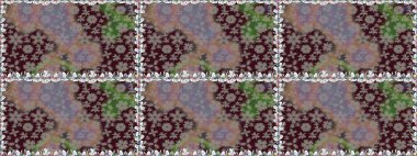 Raster illüstrasyonu. Kahverengi renklere karalamalar çizen kusursuz çiçek deseni.