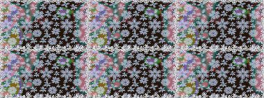 Rasterleştirme Trendy kumaş deseni. Şirin çiçekler. Kesintisiz çizgi deseni.