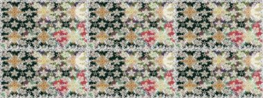 El çizimi. Raster illüstrasyonu. Çiçekler, dallar, bitkiler ve çiçekler. Güzel kumaş deseni.