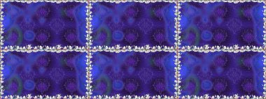 Renkli Bahar Temalı Kusursuz Arkaplan. Güzel çiçek deseni. Mor renkli çiçekler. Düz Çiçek Elementleri Tasarımı.