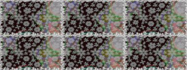 El yapımı çiçek ve bitki koleksiyonu. Raster illüstrasyonu. Raster illüstrasyonu. Eskiz tarzı gri renkte. Sevimli karalama çiçekleriyle kusursuz çiçek deseni..