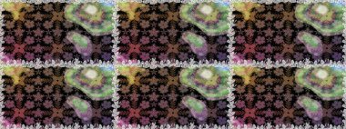 Kusursuz desenli, parlak çiçekli halı siyah renkli bitkiler..