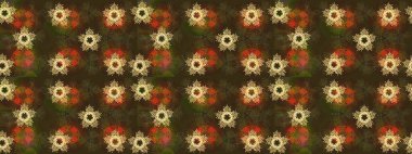 El çizimi. Raster illüstrasyonu. Çiçekli, yapraklı, çiçek desenli çizim..