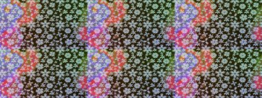 Çiçeksel elementlerle süslenmiş zarif raster dokusu. Kahverengi renkler ve parlak çiçekler üzerine soyut çizim deseni. Küçük çiçekte şirin bir çiçek deseni var..