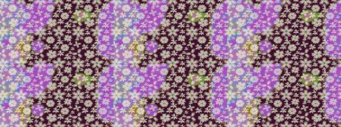 Tarafsız, tarafsız. Çiçekli ipek eşarp. Retro tekstil tasarım koleksiyonu. El çizimi çiçek unsurları olan soyut çizim raster deseni. 1950 'ler-1960' lar motifleri.