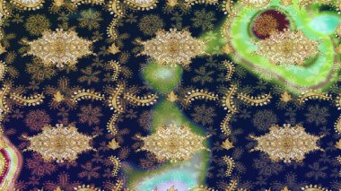 Klasik Raster Golden eskiz kalıbı. Çiçek süsü kumaş deseni, cam, çiçek desenli altın elementli gri renkli metal..