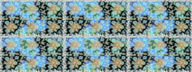 Geleneksel oryantasyon süsü. Raster illüstrasyonu. Klasik klasik klasik arka plan. Kusursuz klasik raster altın desenli. Mavi renklerde, altın elementlerle kusursuz desen.