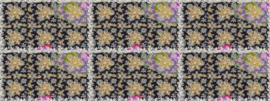 Barok tarzında altın çiçekli süs. Antika altın tekrarlanabilir duvar kağıdı. Gri renklerdeki altın element. Damask pürüzsüz tekrarlama deseni.