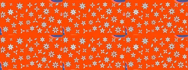 Turuncu renkli çiçekli çiçek deseni çiz. Çiçekler suluboya tarzında turuncu renkte.