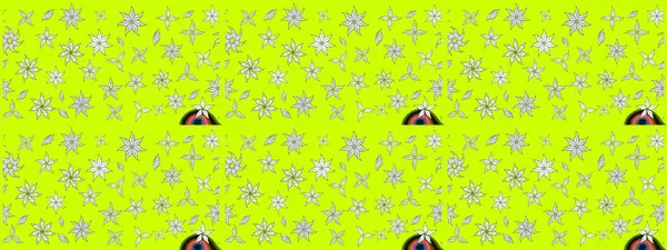 Yeşil renkli çiçekler. Renkli Bahar Teması eskiz kalıbı. Düz Çiçek Elementleri Tasarımı. Raster illüstrasyonunda çiçek deseni çizimi.