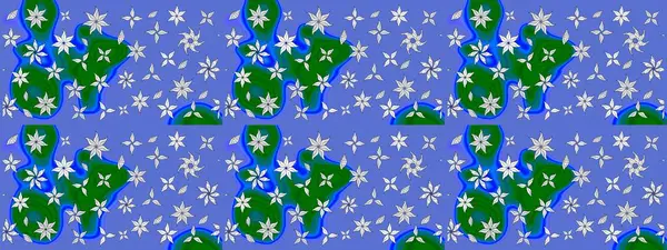 Suluboya tarzında mavi renkli çiçekler. Raster illüstrasyonunda çiçek deseni çizimi.