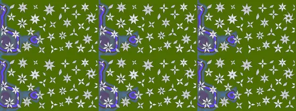 Taslak dekoratif arka plan, çiçek mandala. Yeşil renklerde. Çiçek. Raster illüstrasyonu.