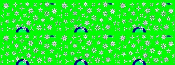 Raster illüstrasyonu. Suluboya tarzında yeşil renkte. Küçük çiçekli bahar deseni çiz.